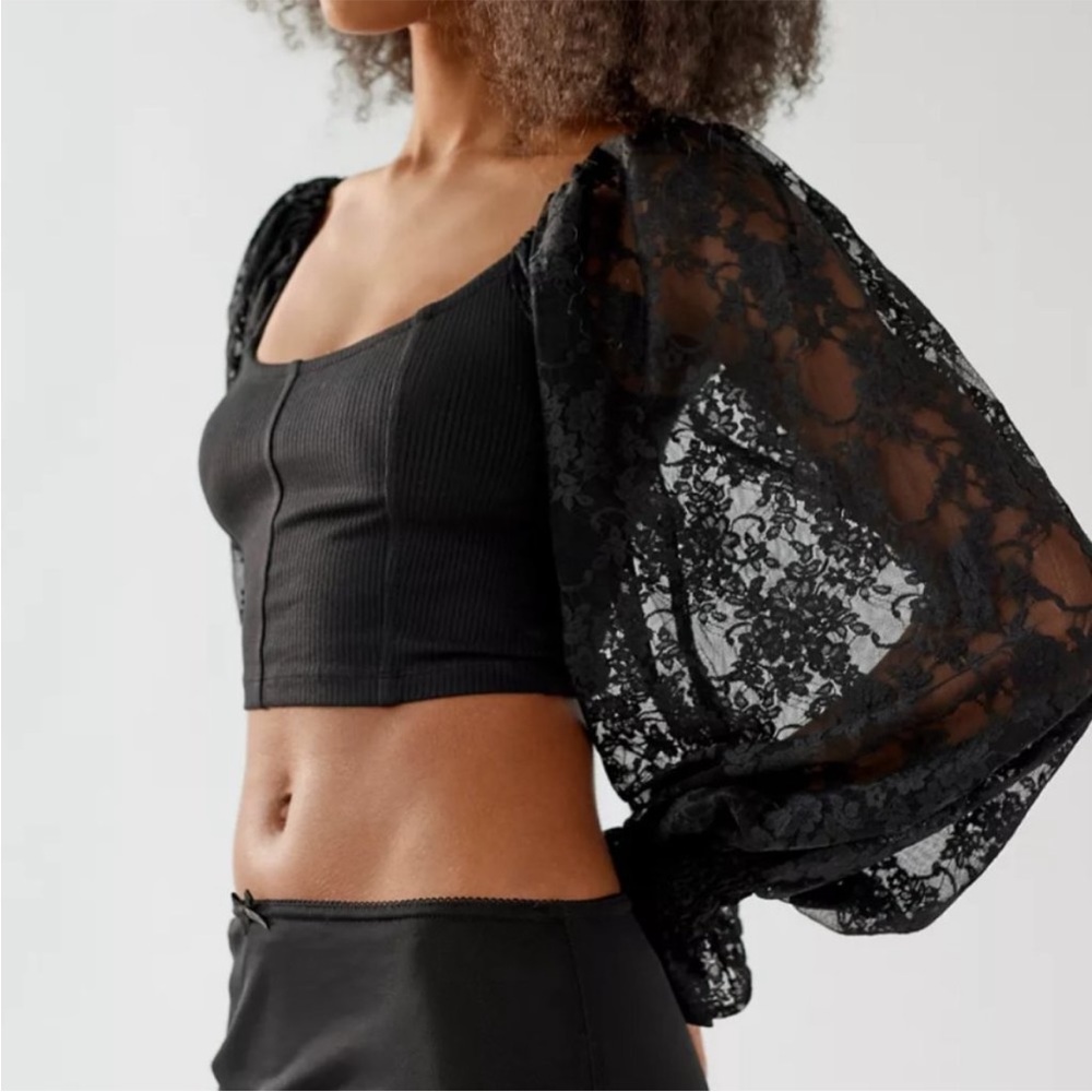 Urban Outfitters Cynthia Lace Sleeve Goth Punk Boho Hipster Top